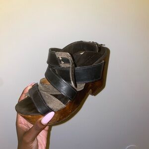 rag & bone Black Leather Sandals with Chunky Sole